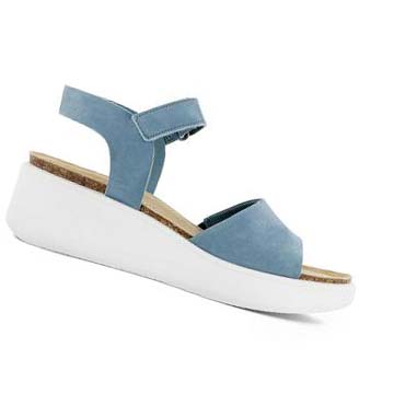 Ecco Flowt Wedge Cork Sandaler Dame Turkis | NO 186OKI